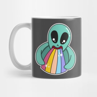 alien puking rainbow Mug